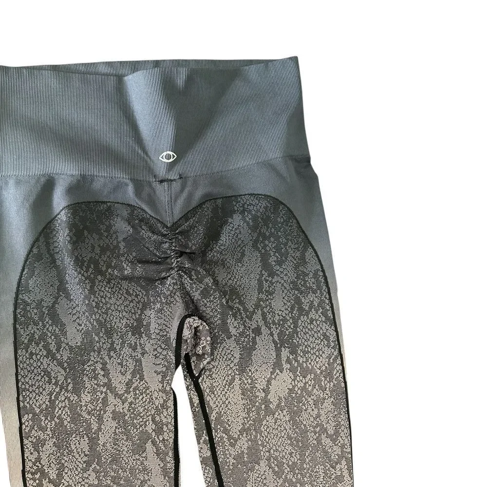 Designer Snake Print Athletic Leggings Workout Yoga Pants High Waist Compression - Picture 6 of 16